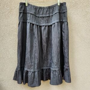 Sundance Skirt Women's Large Gray Midi Tiered Comfort Prairie Peasant Classic